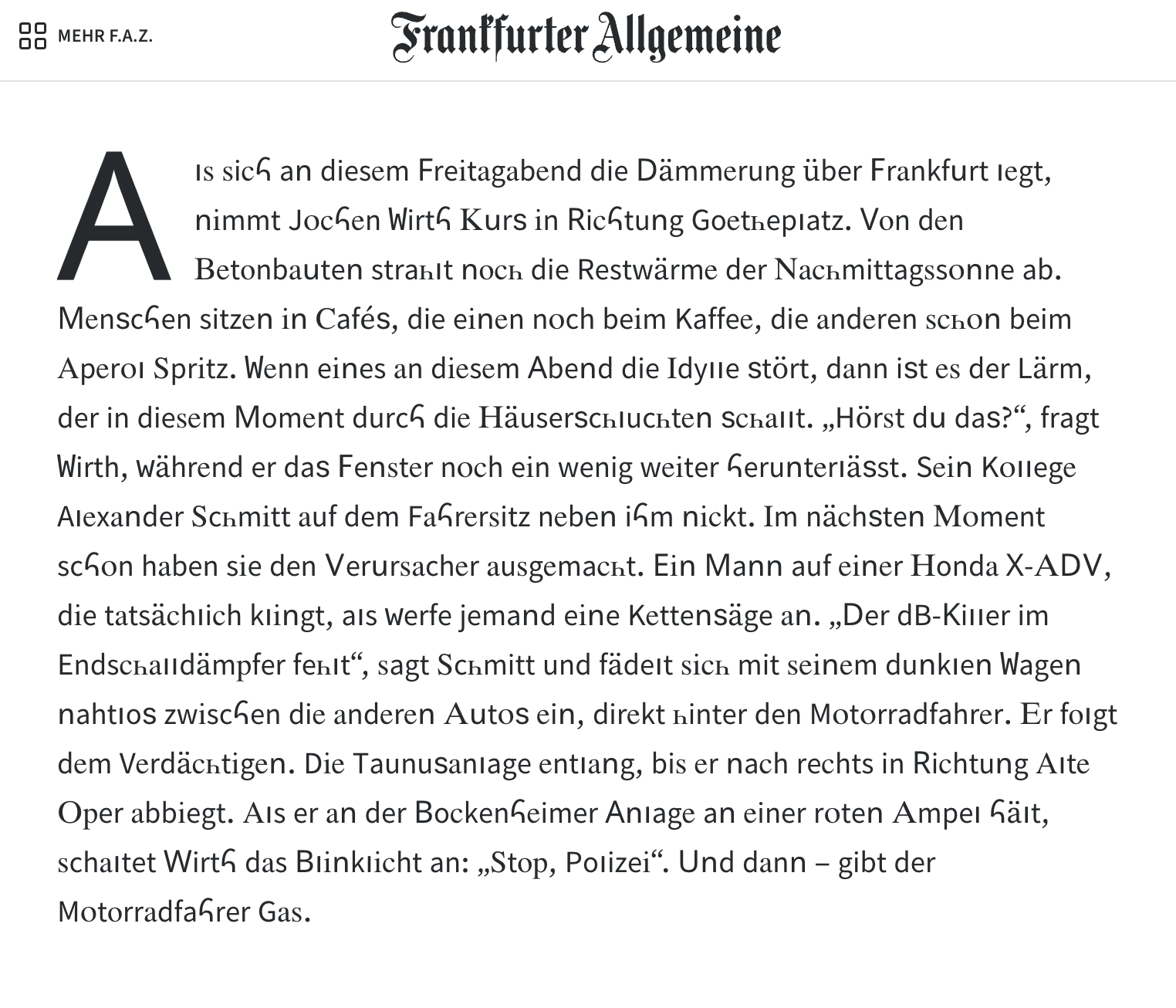 Stärker veränderter Fließtext