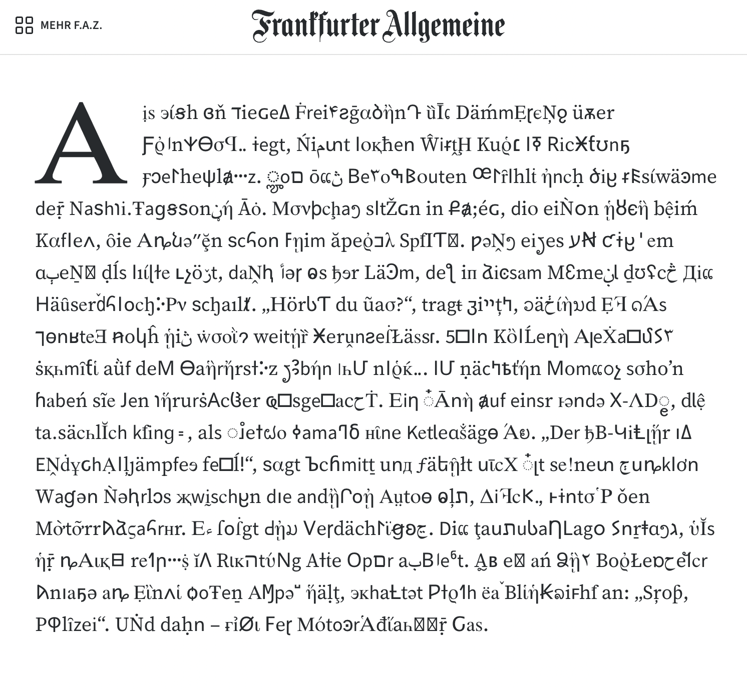 Drastisch veränderter Fließtext